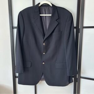 [44R] Jones New York 100% Wool Navy Blue with Gold Buttons Sport Coat